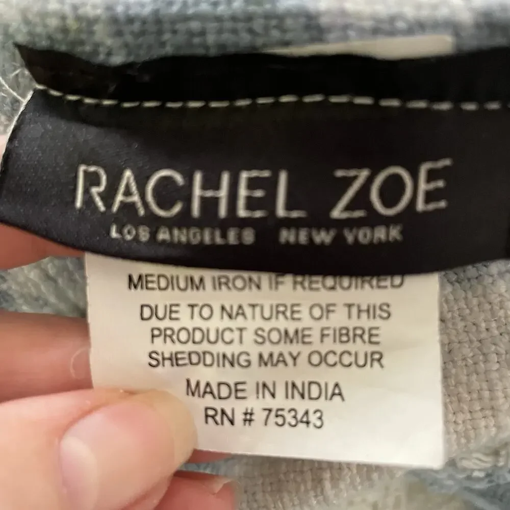 Rachel Zoe Tie Dye Throw Blanket Blue Chenille Tassels Coastal Beach House 52x67